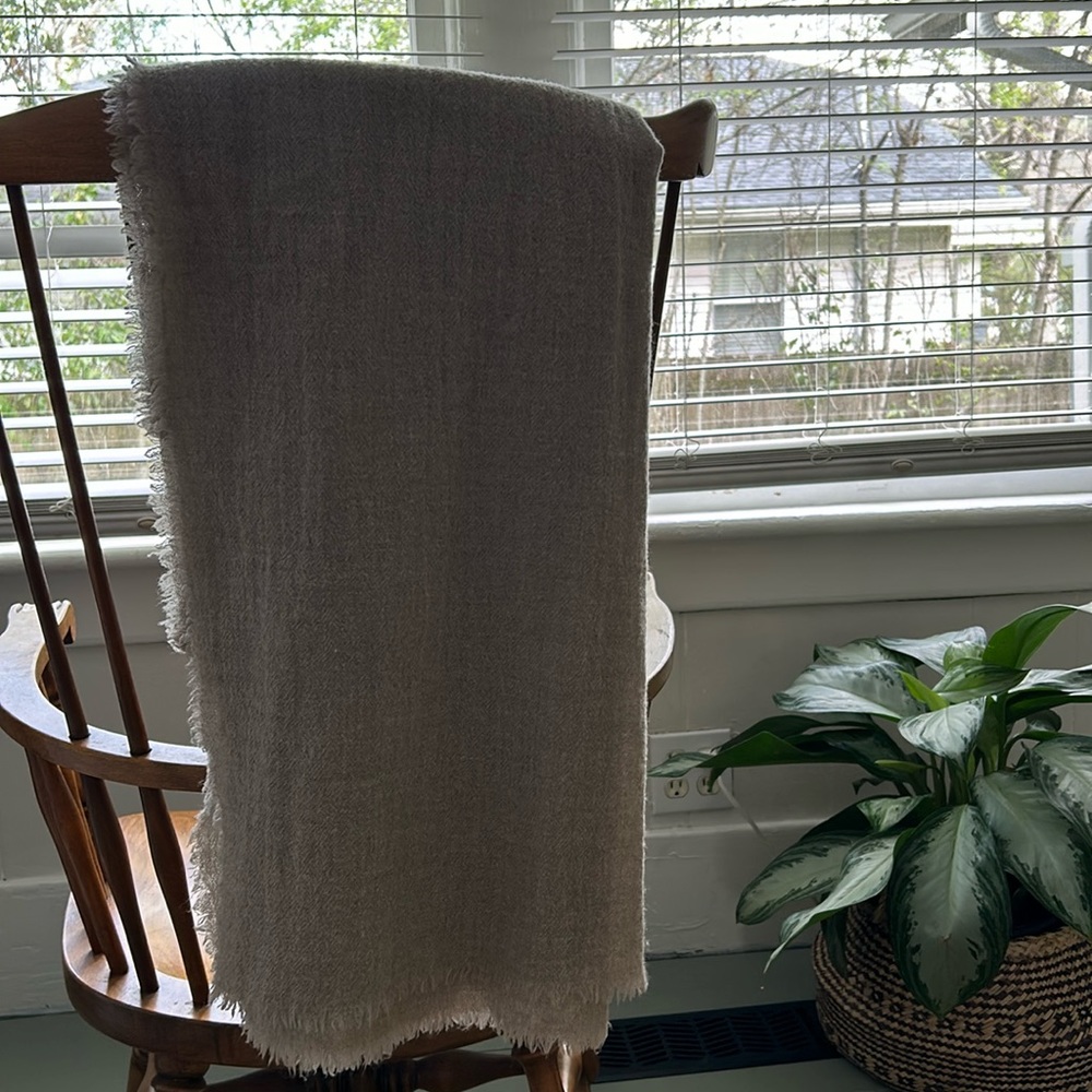 Elizabeth Suzann Oversized Wool Gauze Scarf in Oatmeal / 83” x 50”